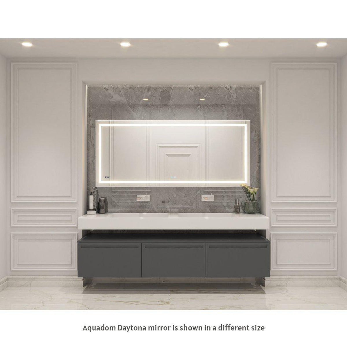 Aquadom Daytona 60" x 36" Rectangle Ultra-Slim Frame LED Lighted Bathroom Mirror With Defogger