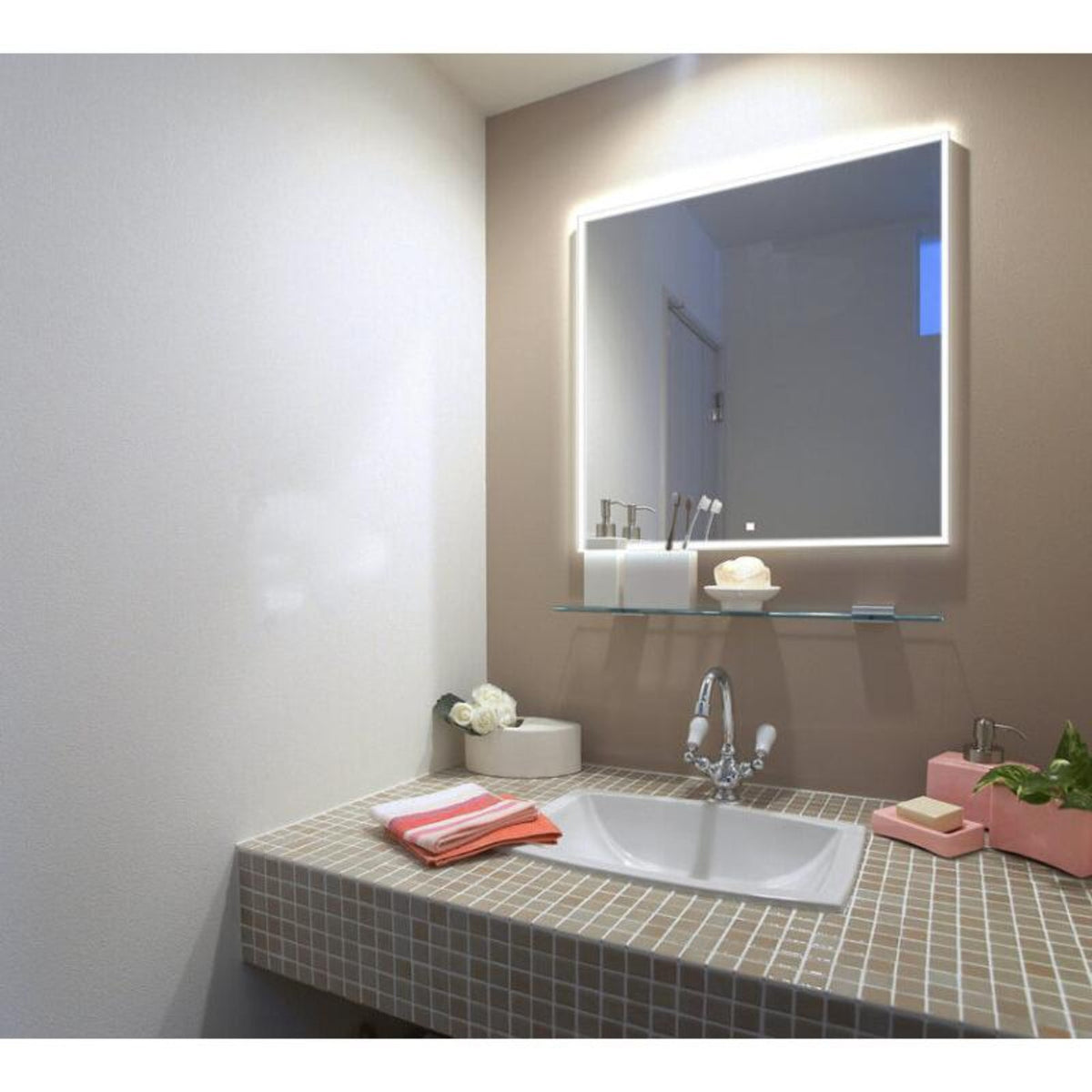 Aquadom Edge 40" x 32" LED Lighted Mirror - E-4032-N