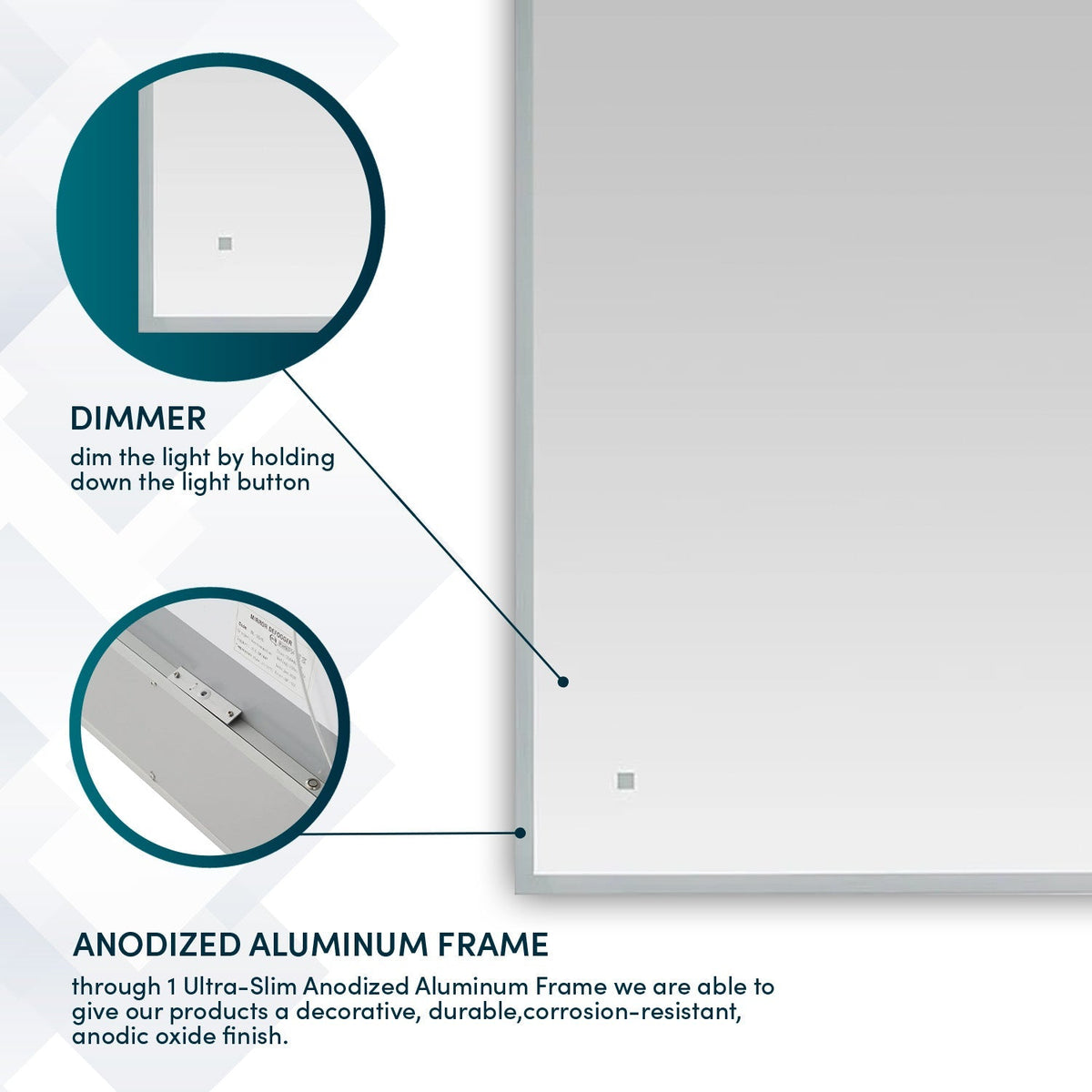 Aquadom Edge 48" x 32" LED Lighted Mirror - E-4832-N