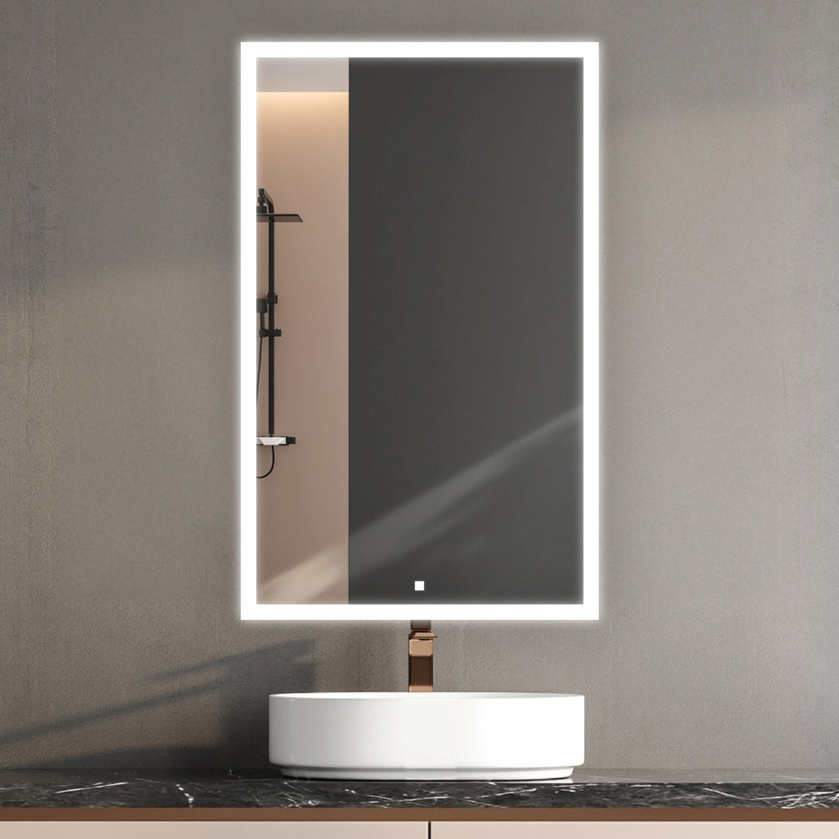Aquadom Edge Royale 20" x 32" Right Hinged Medicine Cabinet With Lighting, Defogger, Integrated LED 3X Magnifying Mirror, 8mm Clear Adjustable Glass Shelves and Electrical Outlet With USB - ER-2032R-N