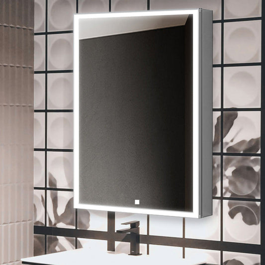Aquadom Edge Royale 20" x 32" Right Hinged Medicine Cabinet With Lighting, Defogger, Integrated LED 3X Magnifying Mirror, 8mm Clear Adjustable Glass Shelves and Electrical Outlet With USB - ER-2032R-N