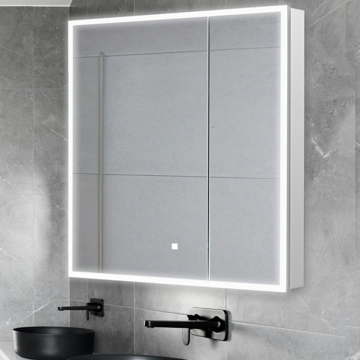 Aquadom Edge Royale 30" x 32" LED Lighted Medicine Cabinet With Defogger, Integrated LED 3X Magnifying Mirror, 8mm Clear Adjustable Glass Shelves and Electrical Outlet With USB - ER-3032-N