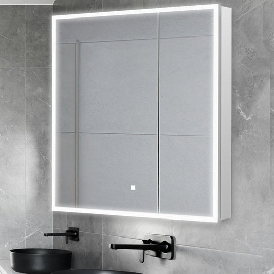 Aquadom Edge Royale 30" x 32" LED Lighted Medicine Cabinet With Defogger, Integrated LED 3X Magnifying Mirror, 8mm Clear Adjustable Glass Shelves and Electrical Outlet With USB - ER-3032-N