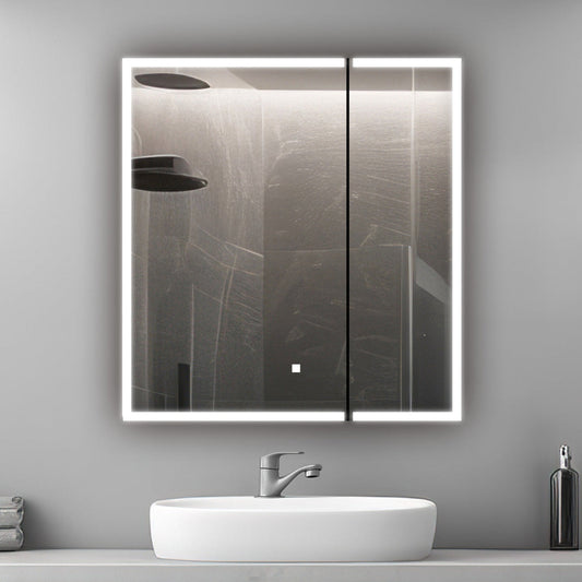 Aquadom Edge Royale 36" x 32" LED Lighted Medicine Cabinet With Defogger, Integrated LED 3X Magnifying Mirror, 8mm Clear Adjustable Glass Shelves and Electrical Outlet With USB - ER-3632-N
