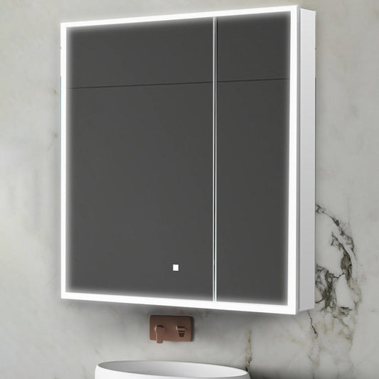 Aquadom Edge Royale 36" x 32" LED Lighted Medicine Cabinet With Defogger, Integrated LED 3X Magnifying Mirror, 8mm Clear Adjustable Glass Shelves and Electrical Outlet With USB - ER-3632-N
