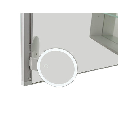 Aquadom Edge Royale 48" x 32" LED Lighted Medicine Cabinet With Defogger, Integrated LED 3X Magnifying Mirror, 8mm Clear Adjustable Glass Shelves and Electrical Outlet With USB - ER-4832-N