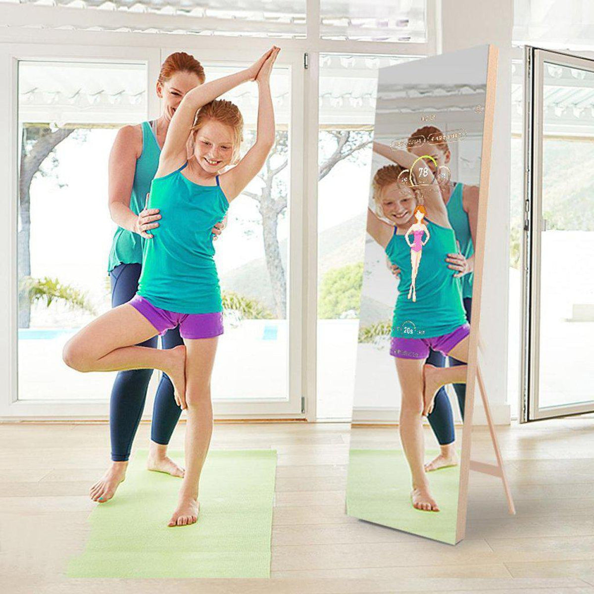 Aquadom Energy 18" X 48" Smart Fitness Mirror With 5MP HD Camera and Body Fat Scale - NRG-1848-HD-BFS