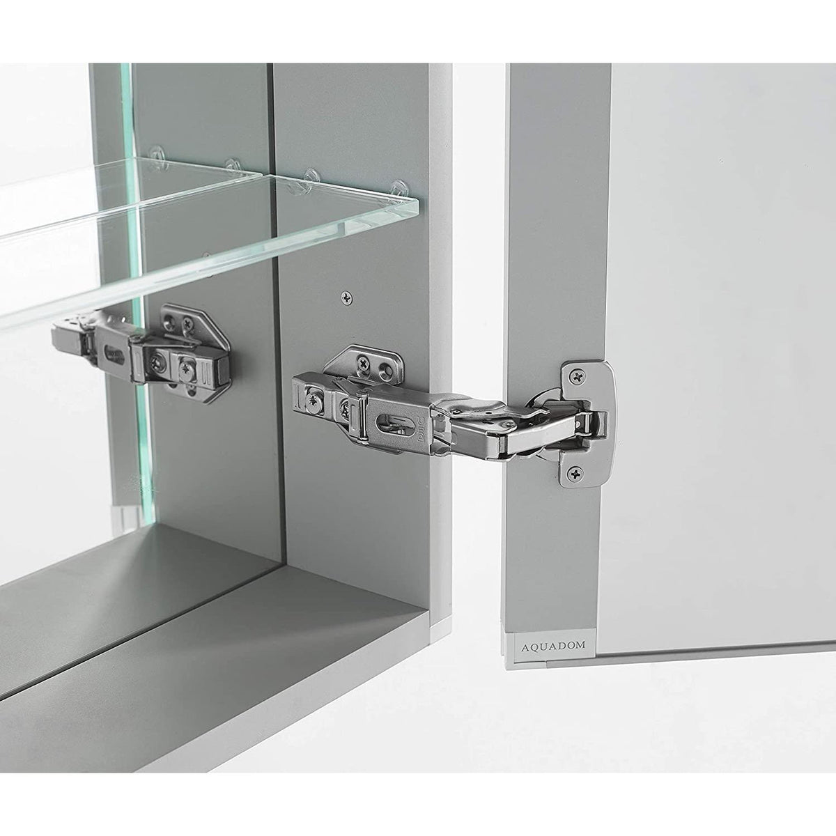 Aquadom Pacifica 20" x 26" Rectangular Recessed or Surface Mount Single View LED Lighted Left-Hinged Bathroom Medicine Cabinet With Defogger And Electrical Outlet - P-2026L