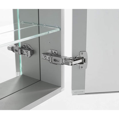 Aquadom Pacifica 20" x 26" Rectangular Recessed or Surface Mount Single View LED Lighted Left-Hinged Bathroom Medicine Cabinet With Defogger And Electrical Outlet - P-2026L
