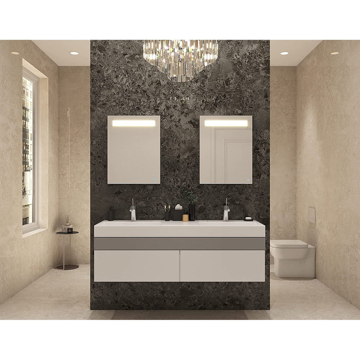 Aquadom Pacifica 20" x 26" Rectangular Recessed or Surface Mount Single View LED Lighted Left-Hinged Bathroom Medicine Cabinet With Defogger And Electrical Outlet - P-2026L