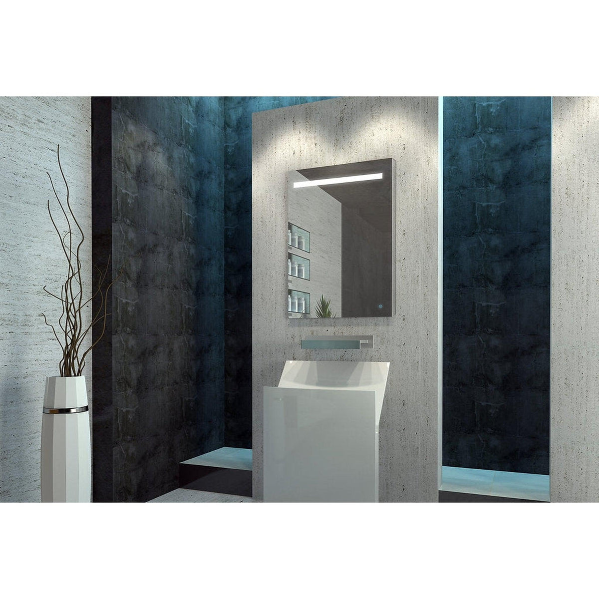 Aquadom Pacifica 20" x 26" Rectangular Recessed or Surface Mount Single View LED Lighted Left-Hinged Bathroom Medicine Cabinet With Defogger And Electrical Outlet - P-2026L