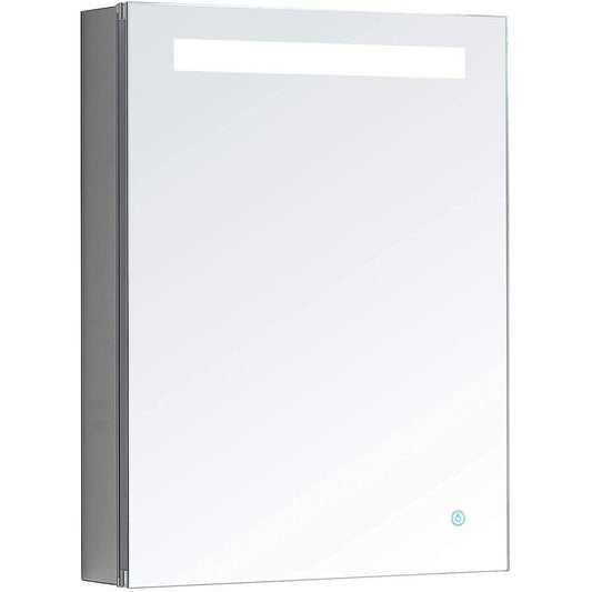 Aquadom Pacifica 20" x 26" Rectangular Recessed or Surface Mount Single View LED Lighted Left-Hinged Bathroom Medicine Cabinet With Defogger And Electrical Outlet - P-2026L