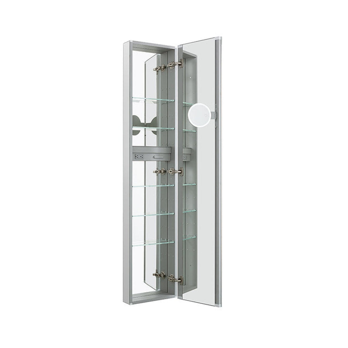 Aquadom Royale 15" x 70" Rectangular Right-Hinged Recessed or Surface Mount Medicine Cabinet With LED Lighting, Touch Screen Button, Defogger - R-1570R-E