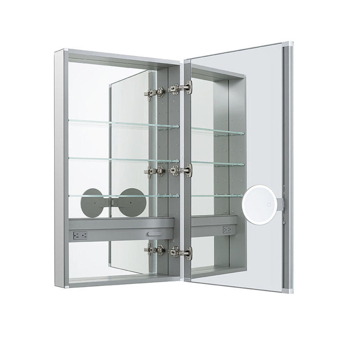 Aquadom Royale 24" x 30" Rectangular Left-Hinged Recessed or Surface Mount Medicine Cabinet With LED Lighting, Touch Screen Button, Defogger - R-2430L-E