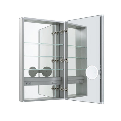 Aquadom Royale 24" x 30" Rectangular Left-Hinged Recessed or Surface Mount Medicine Cabinet With LED Lighting, Touch Screen Button, Defogger - R-2430L-E