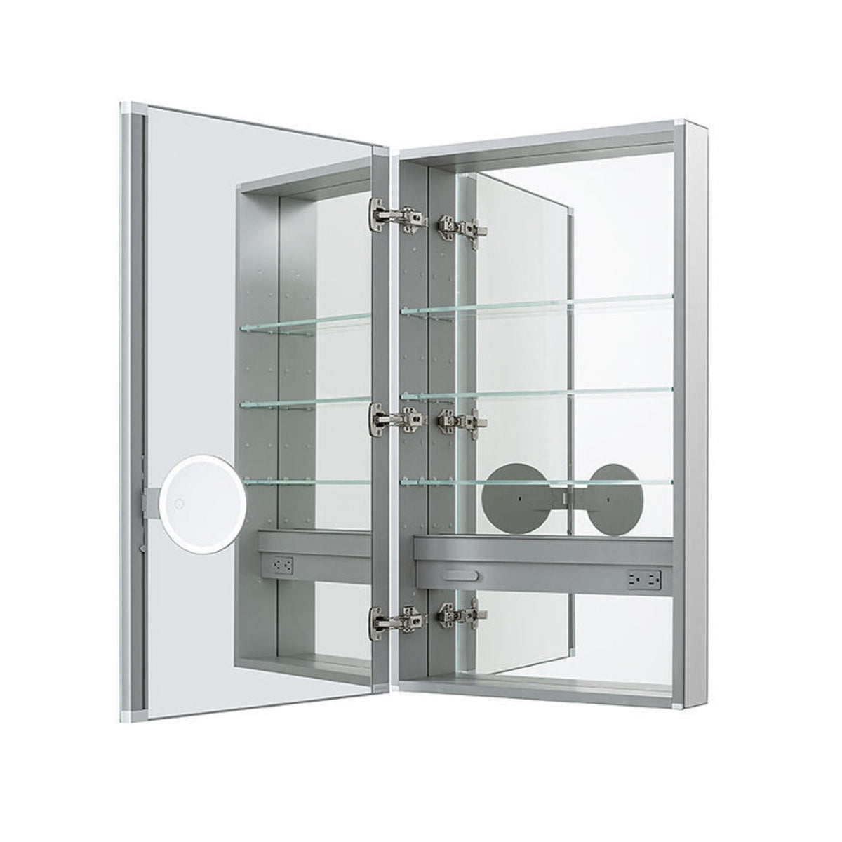 Aquadom Royale 24" x 30" Rectangular Left-Hinged Recessed or Surface Mount Medicine Cabinet With LED Lighting, Touch Screen Button, Defogger - R-2430L-E