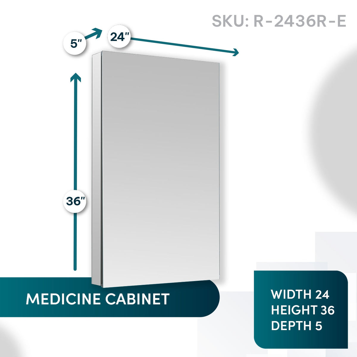 Aquadom Royale 24" x 36" Rectangular Right-Hinged Recessed or Surface Mount Medicine Cabinet With LED Lighting, Touch Screen Button, Defogger - R-2436R-E