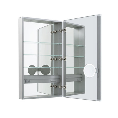 Aquadom Royale 24" x 40" Rectangular Left-Hinged Recessed or Surface Mount Medicine Cabinet With LED Lighting, Touch Screen Button, Defogger - R-2440L-E