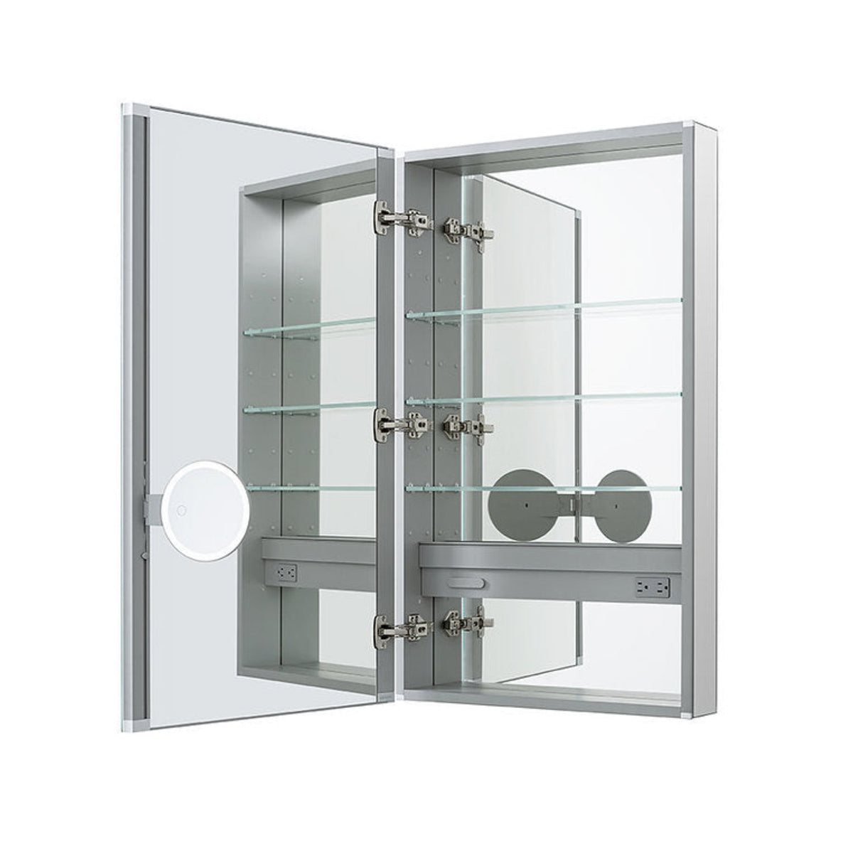 Aquadom Royale 24" x 40" Rectangular Left-Hinged Recessed or Surface Mount Medicine Cabinet With LED Lighting, Touch Screen Button, Defogger - R-2440L-E