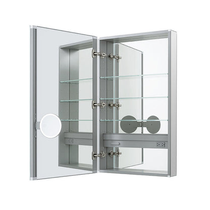 Aquadom Royale 24" x 40" Rectangular Left-Hinged Recessed or Surface Mount Medicine Cabinet With LED Lighting, Touch Screen Button, Defogger - R-2440L-E