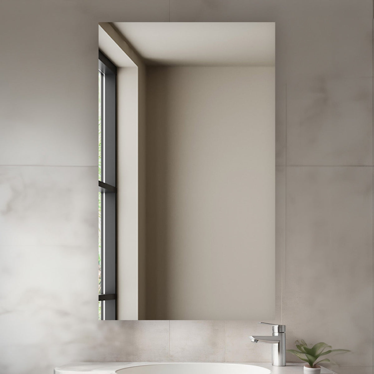 Aquadom Royale 24" x 40" Rectangular Right-Hinged Recessed or Surface Mount Medicine Cabinet With LED Lighting, Touch Screen Button, Defogger - R-2440R-E