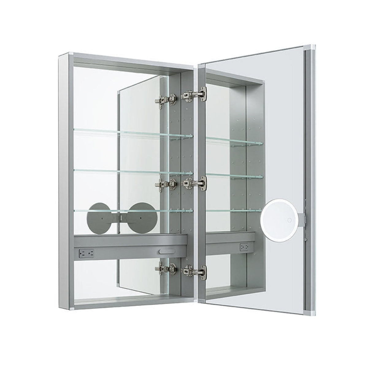 Aquadom Royale 24" x 40" Rectangular Right-Hinged Recessed or Surface Mount Medicine Cabinet With LED Lighting, Touch Screen Button, Defogger - R-2440R-E
