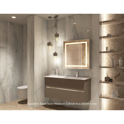 Aquadom Royale Basic 24" x 30" Single View Rectangle Right Hinged Recessed or Surface Mount Medicine Cabinet With LED Lighting, Touch Screen Button, Dimmer - RB-2430R-N