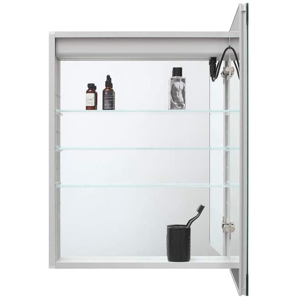 Aquadom Royale Basic 24" x 30" Single View Rectangle Right Hinged Recessed or Surface Mount Medicine Cabinet With LED Lighting, Touch Screen Button, Dimmer - RB-2430R-N