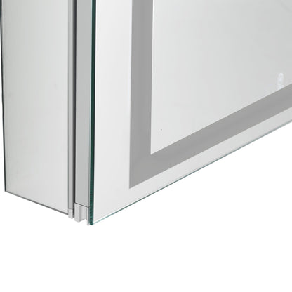 Aquadom Royale Plus 36" x 36" Square Recessed or Surface Mount Bi-View LED Lighted Bathroom Medicine Cabinet With Defogger, Electrical Outlet, Magnifying Mirror - RP-3636-N