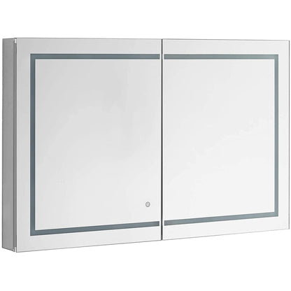 Aquadom Royale Plus 40" x 36" Rectangle Recessed or Surface Mount Bi-View LED Lighted Bathroom Medicine Cabinet With Defogger, Electrical Outlet, Magnifying Mirror - RP-4036-N