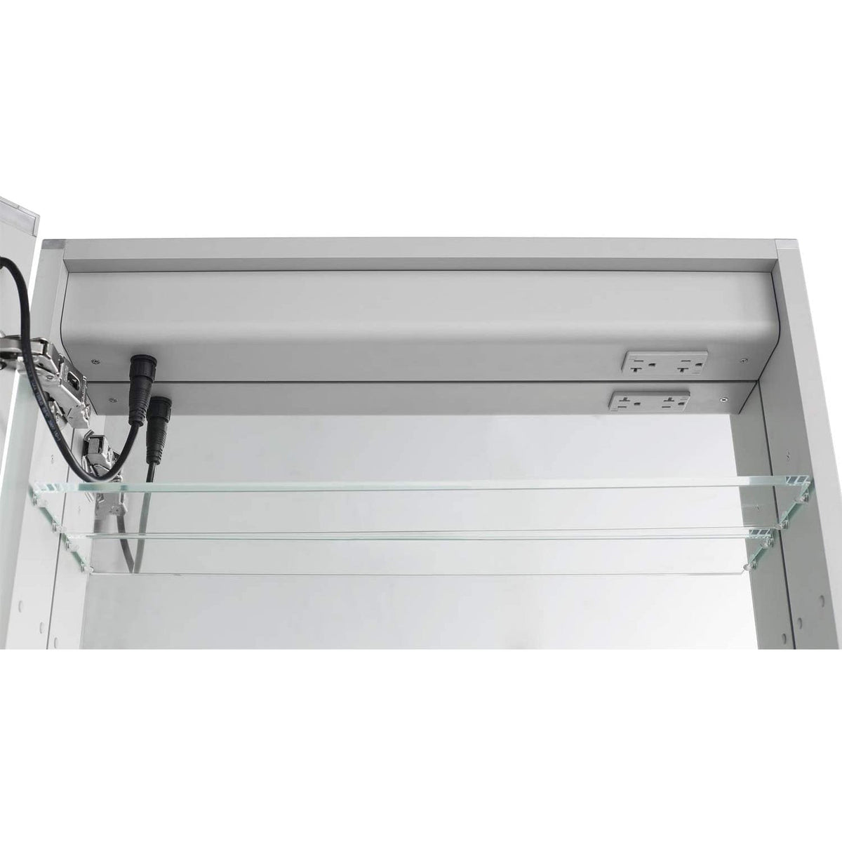 Aquadom Royale Plus 48" x 30" Rectangle Recessed or Surface Mount Bi-View LED Lighted Bathroom Medicine Cabinet With Defogger, Electrical Outlet, Magnifying Mirror - RP-4830-N