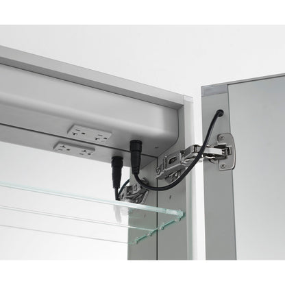 Aquadom Royale Plus 48" x 30" Rectangle Recessed or Surface Mount Bi-View LED Lighted Bathroom Medicine Cabinet With Defogger, Electrical Outlet, Magnifying Mirror - RP-4830-N