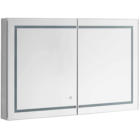 Aquadom Royale Plus 48" x 36" Rectangle Recessed or Surface Mount Bi-View LED Lighted Bathroom Medicine Cabinet With Defogger, Electrical Outlet, Magnifying Mirror - RP-4836-N
