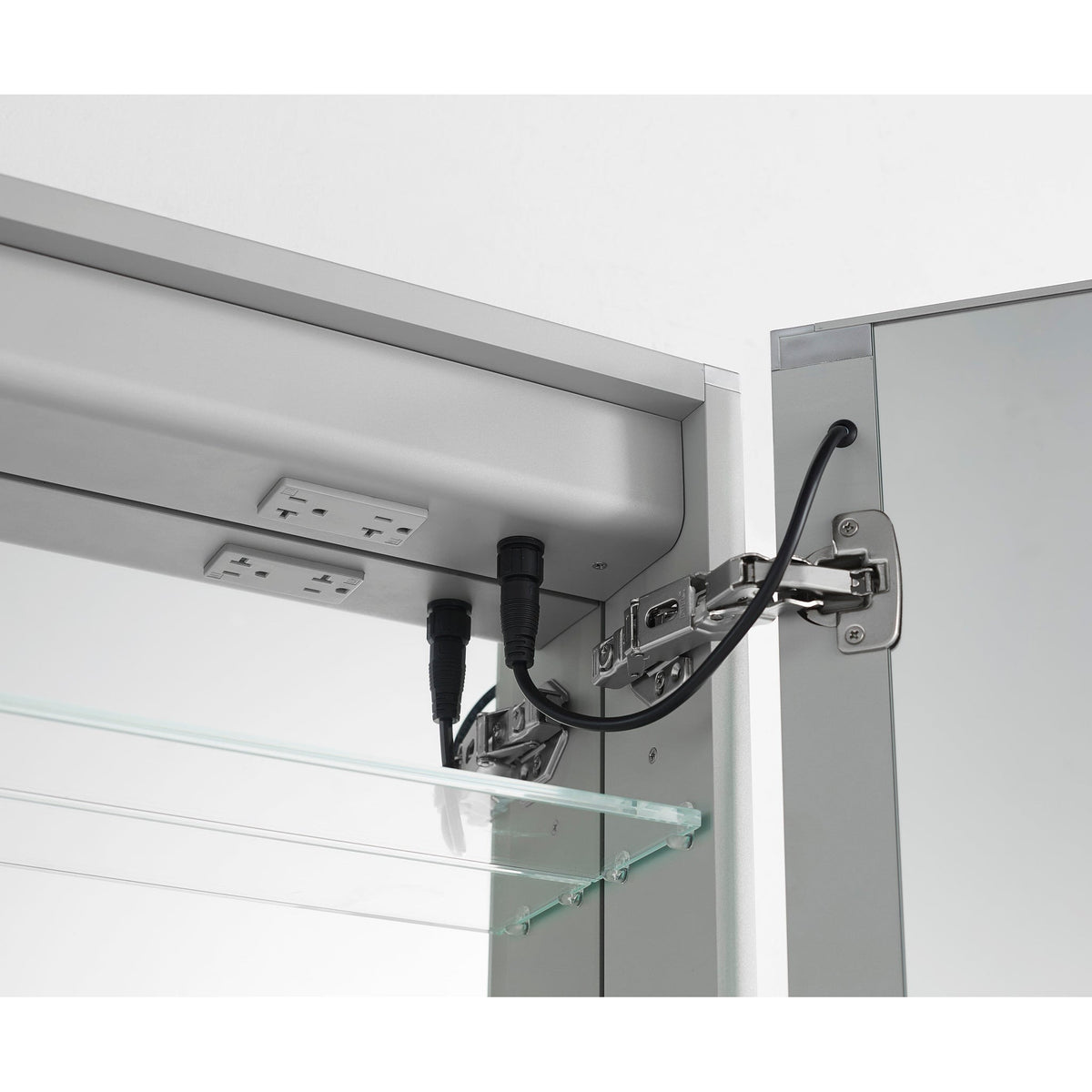 Aquadom Royale Plus 48" x 36" Rectangle Recessed or Surface Mount Bi-View LED Lighted Bathroom Medicine Cabinet With Defogger, Electrical Outlet, Magnifying Mirror - RP-4836-N
