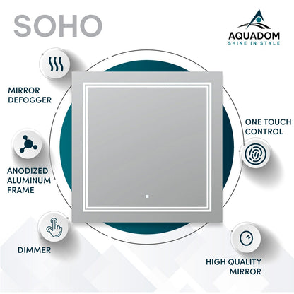 Aquadom SOHO 40" x 30" Rectangle Ultra-Slim Frame LED Lighted Bathroom Mirror With Defogger - S-4030-N