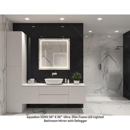 Aquadom SOHO 48" x 36" Rectangular Ultra-Slim Frame LED Lighted Bathroom Mirror With Defogger - S-4836-N
