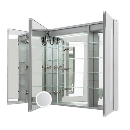 Aquadom Signature Royale 36" x 36" Triple-Door LED Lighted Medicine Cabinet With Defogger, Integrated LED 3X Magnifying Mirror and Electrical Outlet With USB - SR3-3636-N