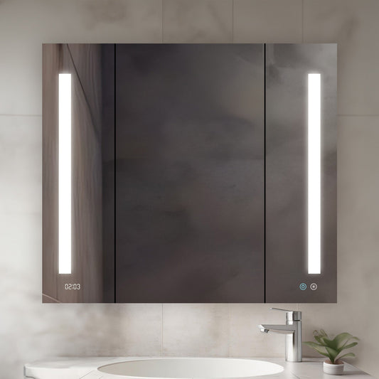 Aquadom Signature Royale 40" x 36" Triple-Door LED Lighted Medicine Cabinet With Defogger, Integrated LED 3X Magnifying Mirror and Electrical Outlet With USB - SR3-4036-N