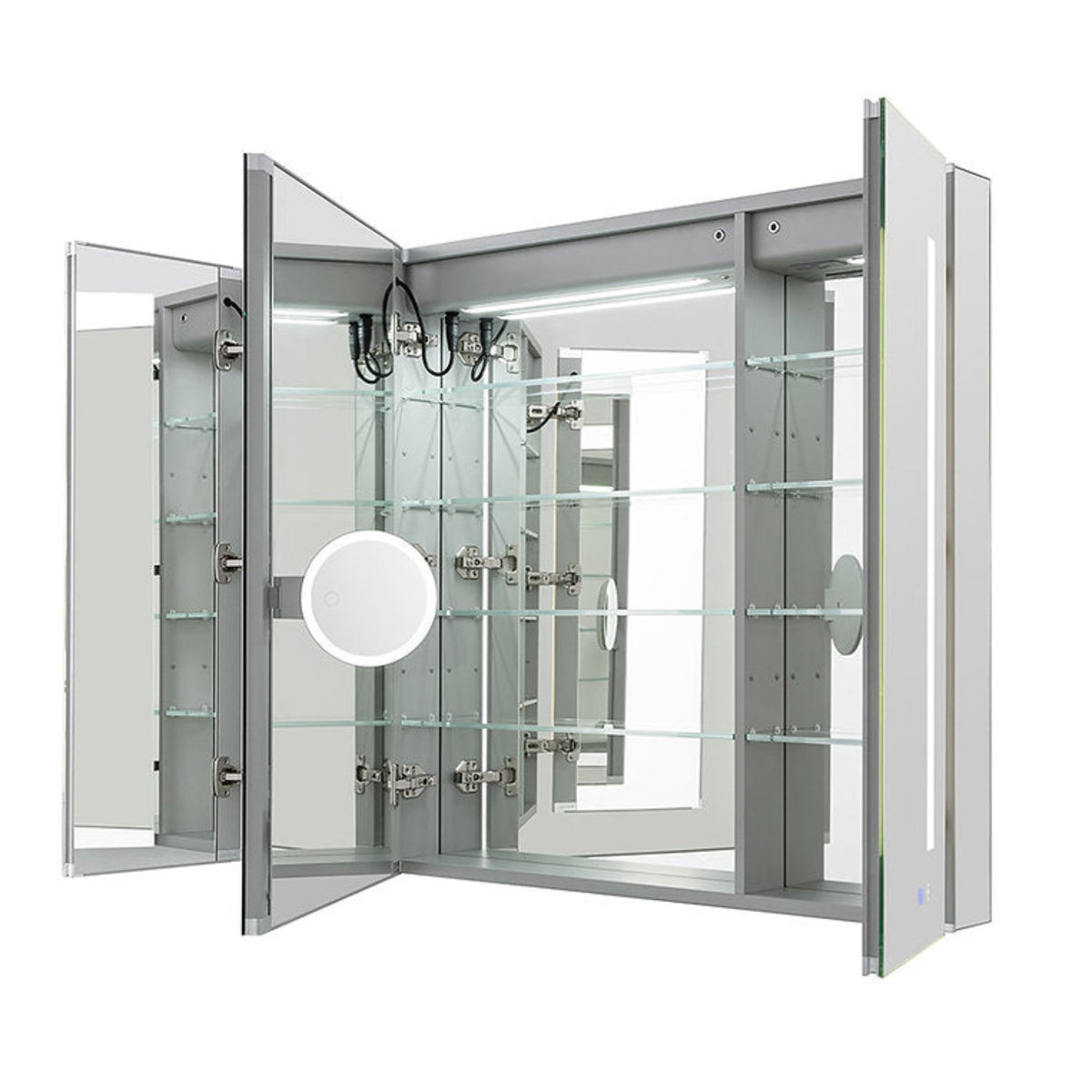 Aquadom Signature Royale 40" x 36" Triple-Door LED Lighted Medicine Cabinet With Defogger, Integrated LED 3X Magnifying Mirror and Electrical Outlet With USB - SR3-4036-N