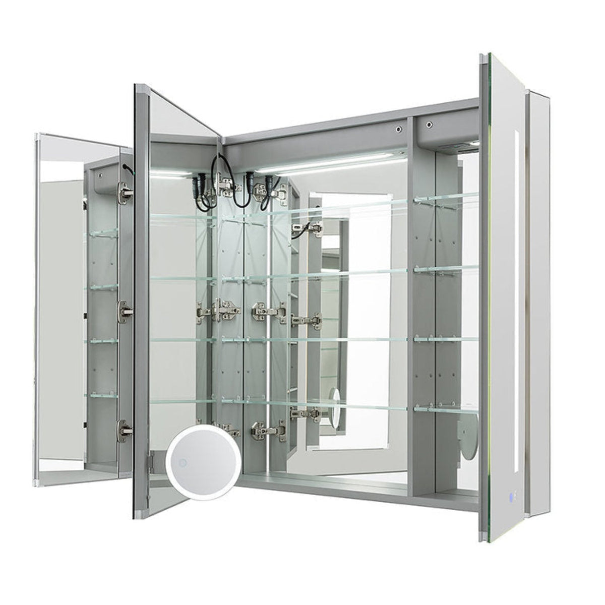 Aquadom Signature Royale 40" x 36" Triple-Door LED Lighted Medicine Cabinet With Defogger, Integrated LED 3X Magnifying Mirror and Electrical Outlet With USB - SR3-4036-N