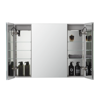 Aquadom Signature Royale 48" x 30" Triple-Door LED Lighted Medicine Cabinet With Defogger, Integrated LED 3X Magnifying Mirror and Electrical Outlet With USB - SR3-4830-N