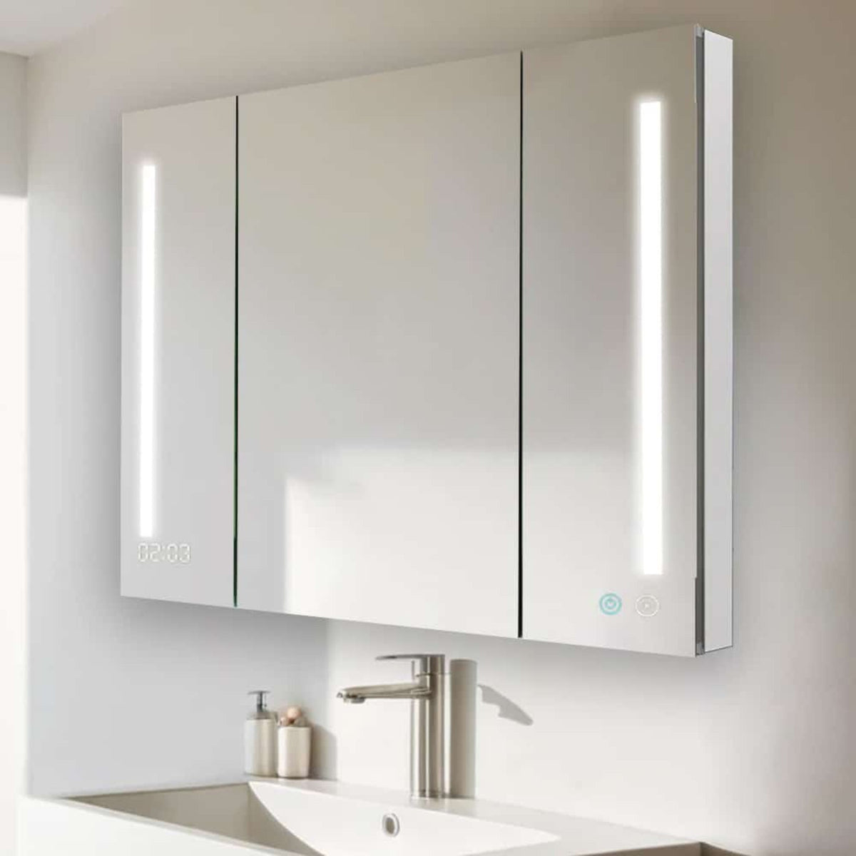 Aquadom Signature Royale 48" x 30" Triple-Door LED Lighted Medicine Cabinet With Defogger, Integrated LED 3X Magnifying Mirror and Electrical Outlet With USB - SR3-4830-N