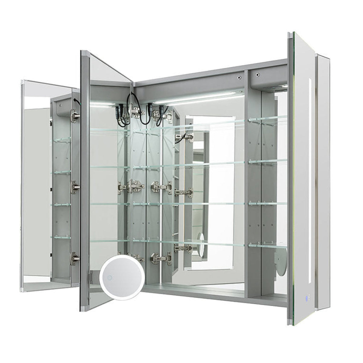 Aquadom Signature Royale 48" x 36" Triple-Door LED Lighted Medicine Cabinet With Defogger, Integrated LED 3X Magnifying Mirror and Electrical Outlet With USB - SR3-4836-N