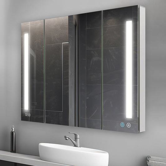 Aquadom Signature Royale 48" x 36" Triple-Door LED Lighted Medicine Cabinet With Defogger, Integrated LED 3X Magnifying Mirror and Electrical Outlet With USB - SR3-4836-N