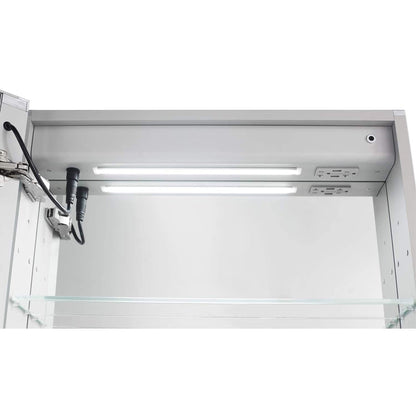 Aquadom Signature Royale Single View 24" x 30" Rectangular Right Hinged Medicine Cabinet With Lighting, Defogger, Integrated LED 3X Magnifying Mirror And Electrical Outlet with USB - SR-2430R-N
