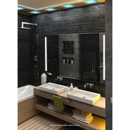 Aquadom Signature Royale Single View 24" x 30" Rectangular Right Hinged Medicine Cabinet With Lighting, Defogger, Integrated LED 3X Magnifying Mirror And Electrical Outlet with USB - SR-2430R-N