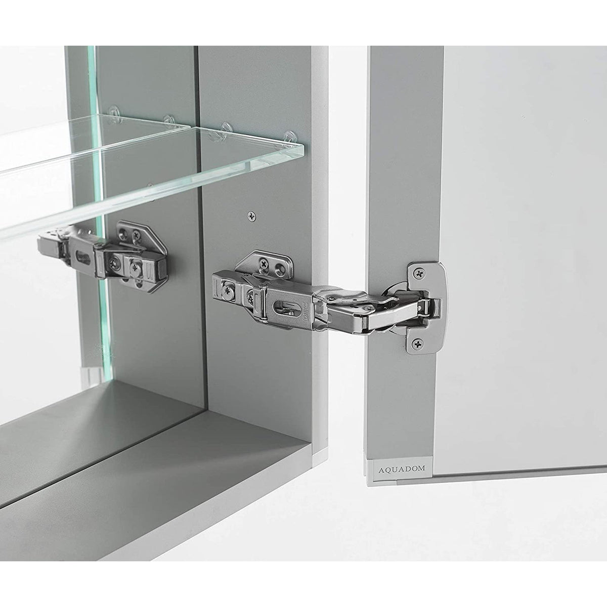 Aquadom Signature Royale Single View 24" x 40" Rectangular Left Hinged Medicine Cabinet With Lighting, Defogger, Integrated LED 3X Magnifying Mirror And Electrical Outlet with USB - SR-2440L-N
