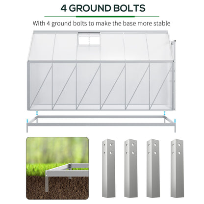 Outsunny BloomGreen 12' x 6' Greenhouse with Adjustable Roof Vent Silver - 845-540V02SR