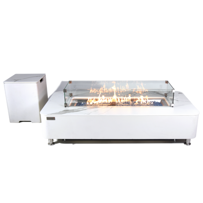 Athens Fire Table with Tank Cover and Wind Screen