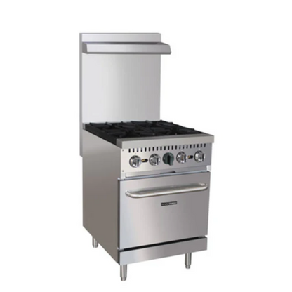 Adcraft BDGR-24/NG Black Diamond Four Burner Gas Range with Oven - ACBDGR24NG